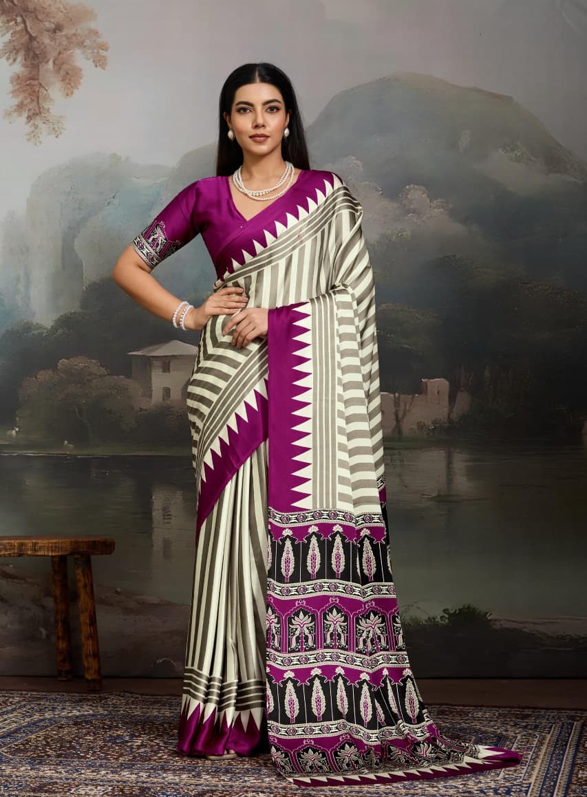 Elegant Pure Ajrakh Modal Satin Heritage Print Saree